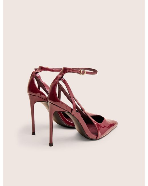 Public Desire Pink Allegedly Burgundy Patent Cut Out Detail Ankle Strap Court Shoes