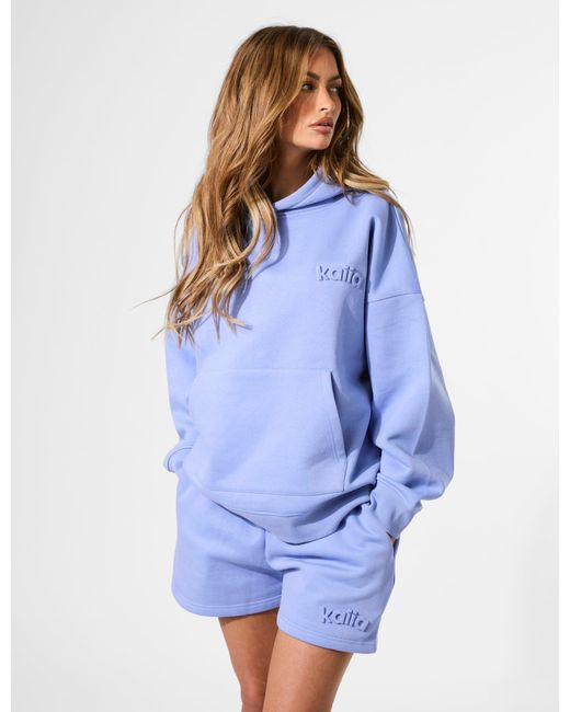Public Desire Kaiia Embossed Logo Oversized Hoodie Cornflower Blue
