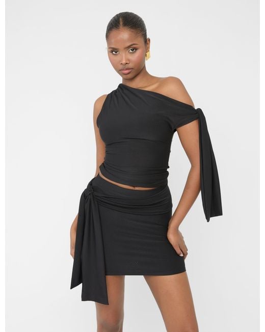 Public Desire Knot Detail Luxe Slinky Mini Skirt Black