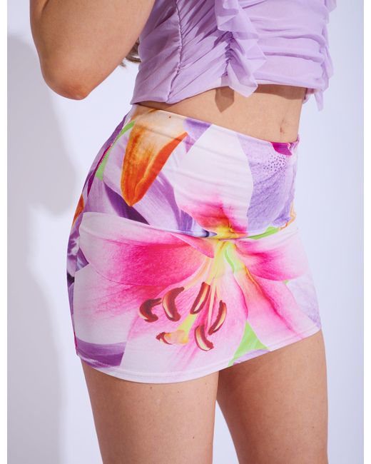 Public Desire White Printed Mini Skirt Co-ord Floral
