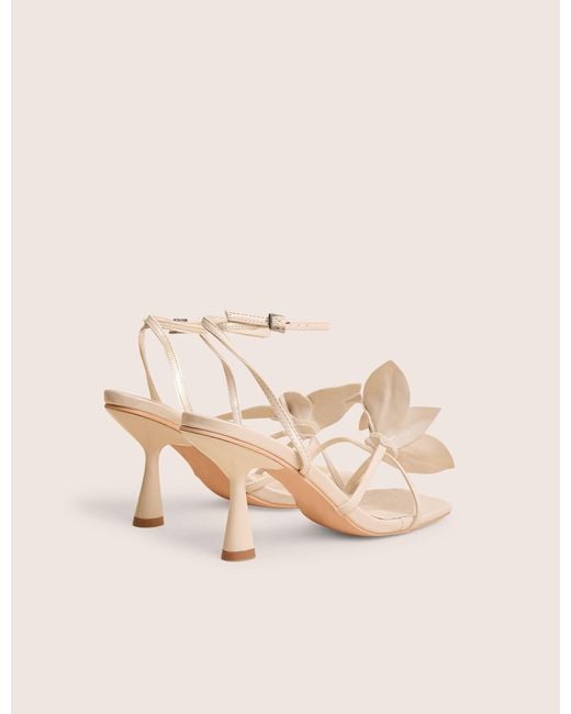 Public Desire Black Hydrangea Stone Patent Flower Barely There Square Toe Mid Heels