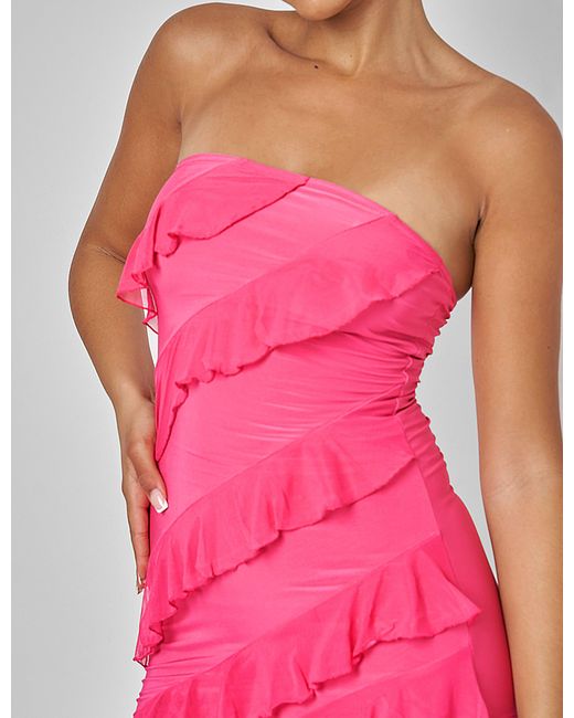 Public Desire Frill Detail Asymmetric Midaxi Dress Pink