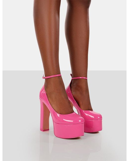 That-Extra Peep Toe Platform Block Heel In Pink Satin | EGO