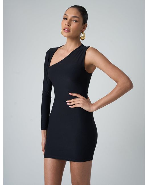 Public Desire Slinky One Shoulder Mini Dress Black