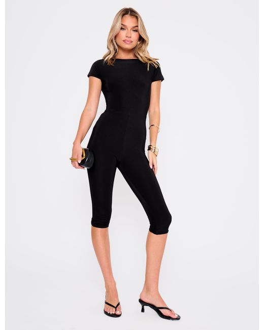 Public Desire Multicolor Backless Capri Pant Jumpsuit Black
