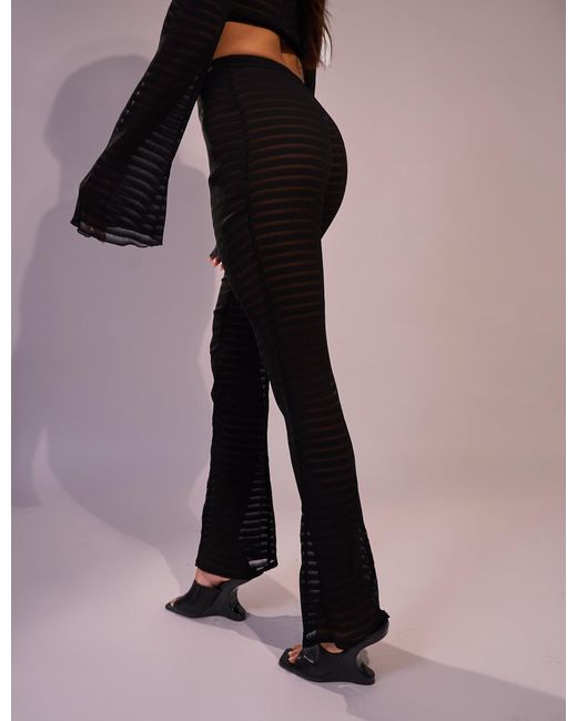Public Desire Multicolor Laddered Mesh Straight Leg V Waist Pants Black