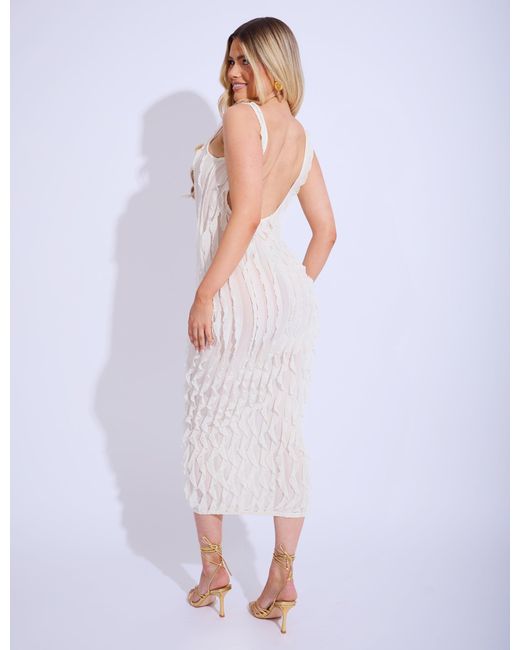 Public Desire Purple Ruffled Detail Maxi Dress Cream