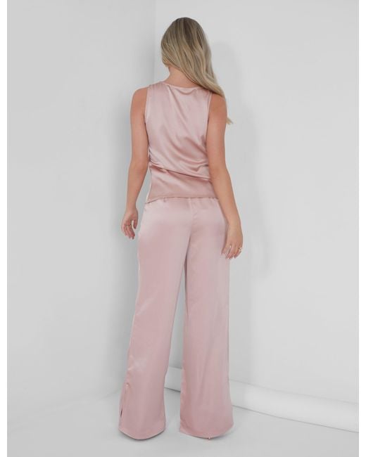 Public Desire Button Detail Satin Waistcoat Top Pink