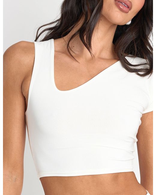 Public Desire Slinky Low Neck Co Ord Top White