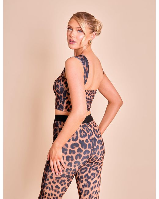 Public Desire Brown Square Neck Luxe Slinky Bralet Top Leopard