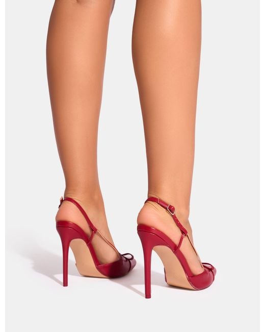 Public Desire Ginni Red Bow Detail Sling Back Court Heels