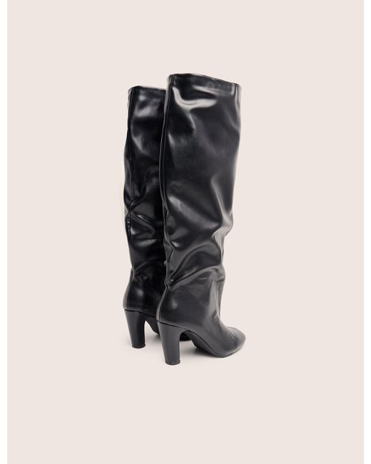 Public Desire Fifth Ave Black Pu Slouchy Mid Heel Boots