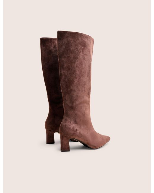 Public Desire Multicolor Boomer Brown Suedette Pointed Toe Knee High Mid Heel Boots