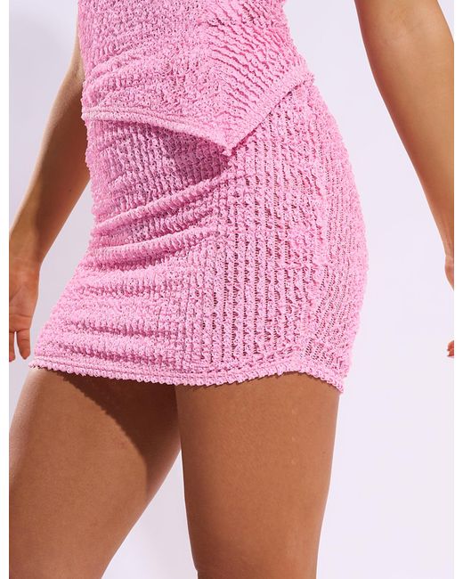 Public Desire Textured Ruched Mini Skirt Pink