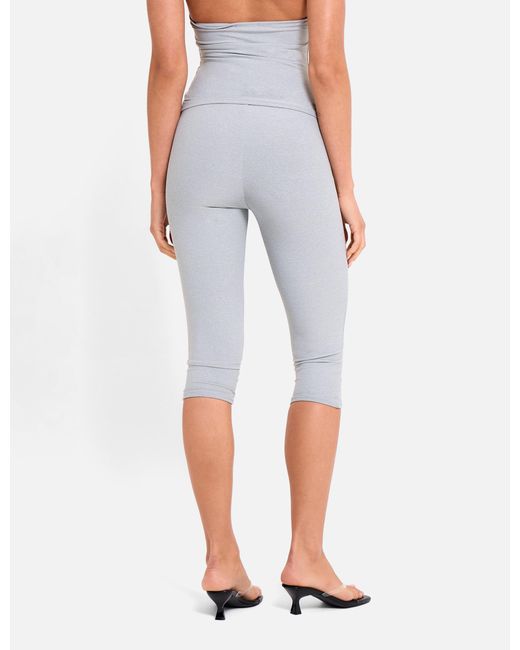 Public Desire White High Waist Luxe Slinky Capri Pants Grey Marl