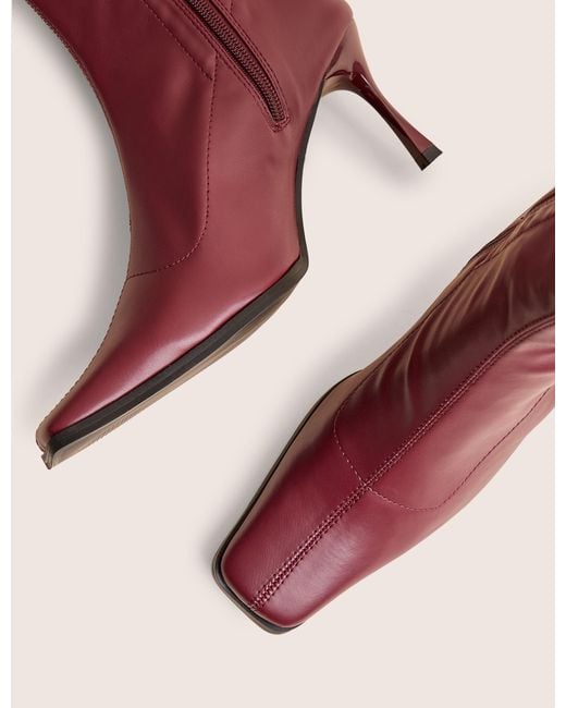 Public Desire Red Scorpion Burgundy Mid Heel Sock Knee High Boots
