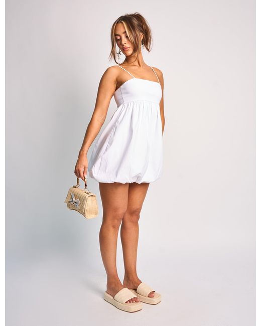 Public Desire Spaghetti Strap Puff Ball Mini Dress White