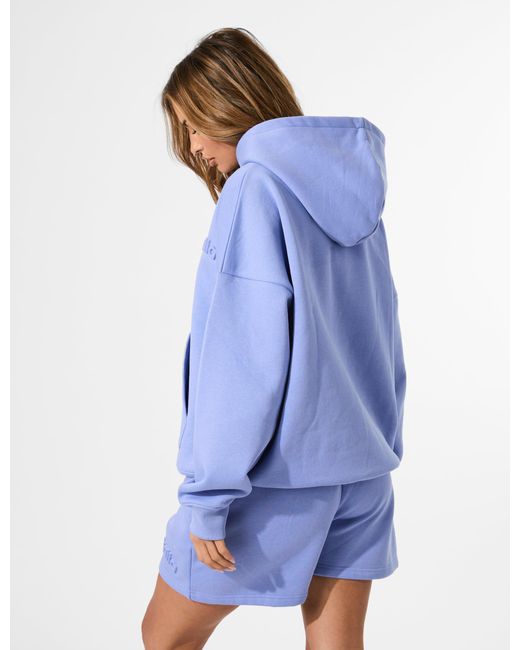 Public Desire Kaiia Embossed Logo Oversized Hoodie Cornflower Blue