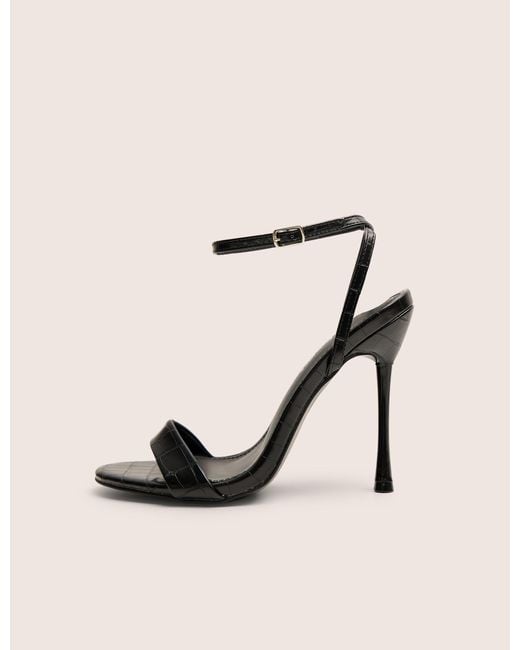 Public Desire Natural Soho Black Croc Barely There Strappy Stiletto Heels
