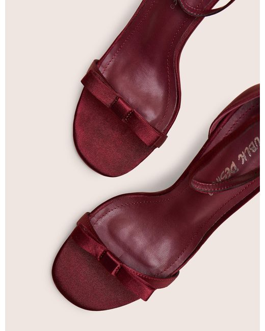 Public Desire Pink Novie Burgundy Ankle Strap Bow Detail Heels