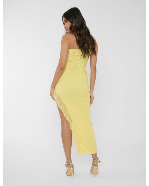 Public Desire Multicolor Frill Detail Asymmetric Midaxi Dress Yellow