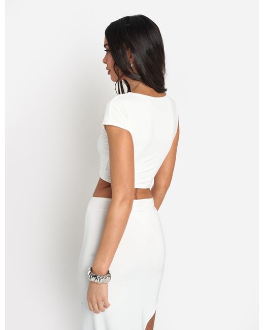 Public Desire Slinky Low Neck Co Ord Top White