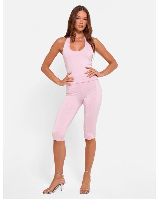Public Desire Hotfix High Waist Luxe Slinky Capri Pants Pink