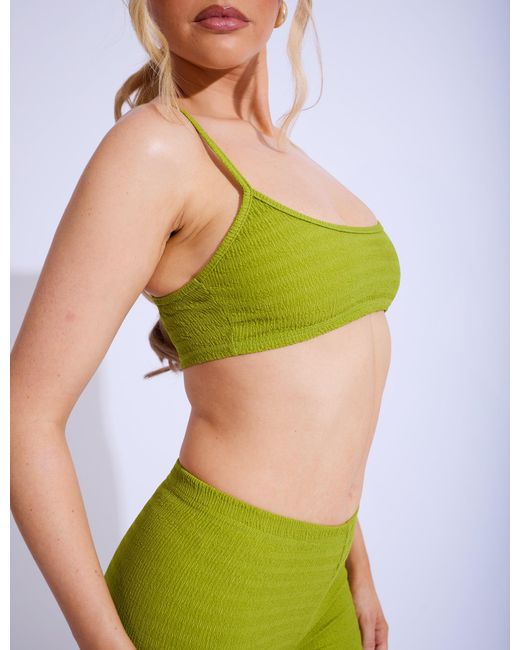 Public Desire Green Textured Strappy Cami Crop Top Co-ord Lime