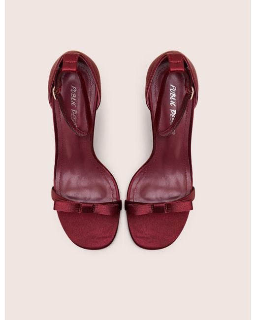 Public Desire Pink Novie Burgundy Ankle Strap Bow Detail Heels