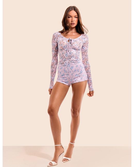 Public Desire Floral Lace Hot Pant Micro Shorts Pink