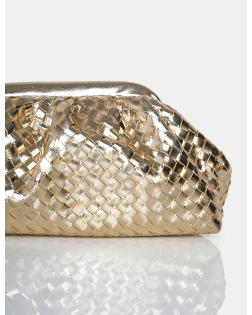 Public Desire The Project Metallic Gold Weave Clutch Bag