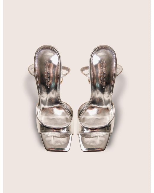 Public Desire Multicolor Resist Silver Mirror Peep Toe Barely There Platform Heels