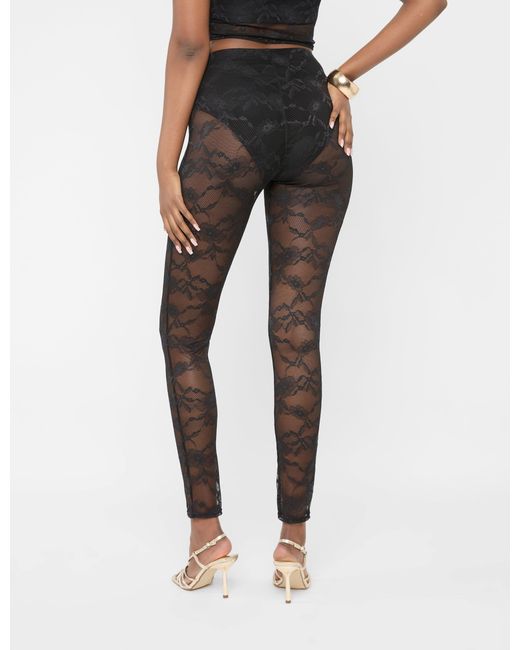 Public Desire Red Lace High Waist Leggings Black