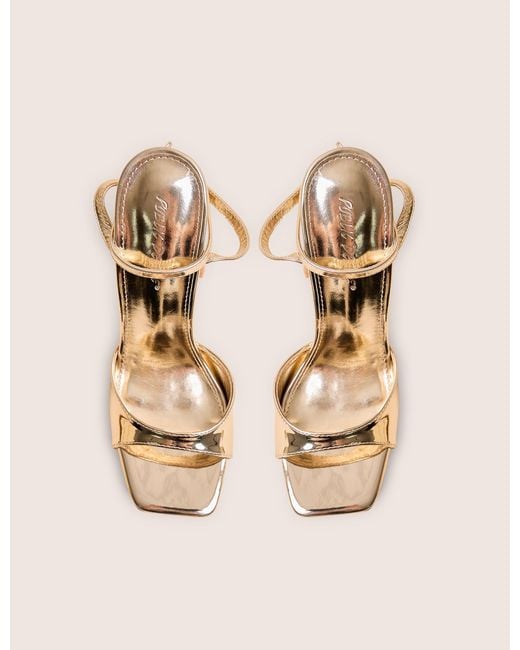 Public Desire Natural Resist Gold Peep Toe Barely There Platform Heels