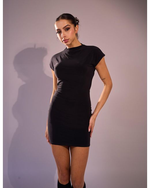 Public Desire Multicolor High Neck Backless Slinky Mini Dress Black