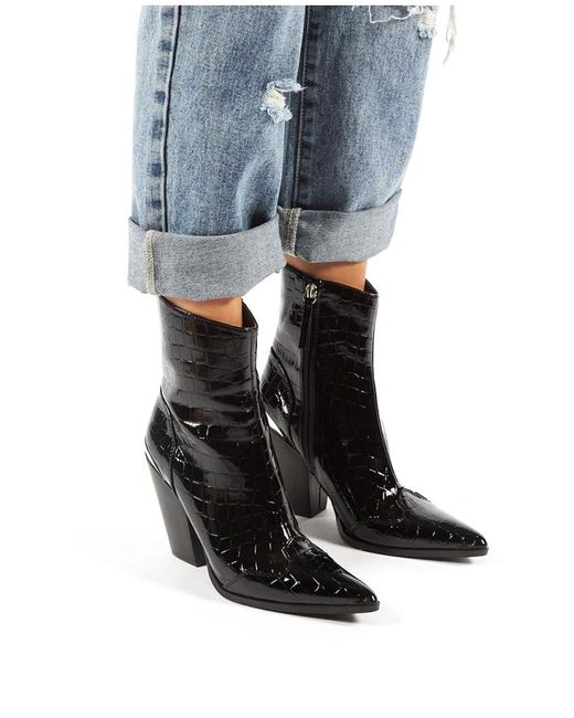 heeled western ankle boots