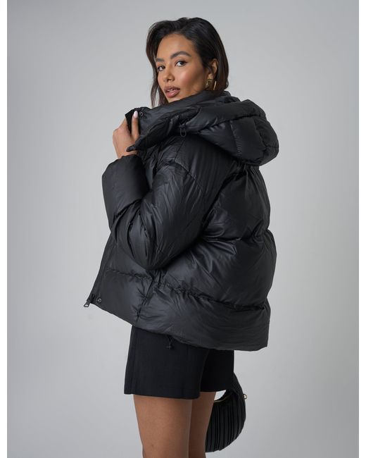 Public Desire Hooded Puffer Coat Black