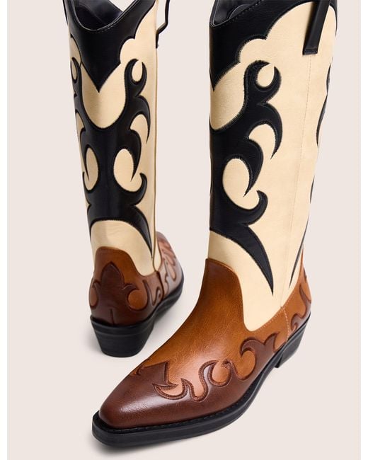 Public Desire Natural Celia Brown Western Knee High Boots