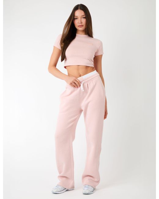 Public Desire Kaiia Label Logo Baby Tee Dusty Pink