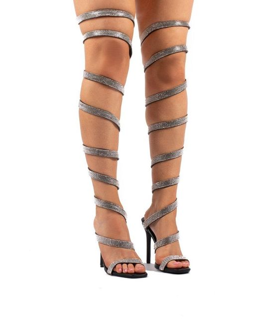 diamante thigh high boots