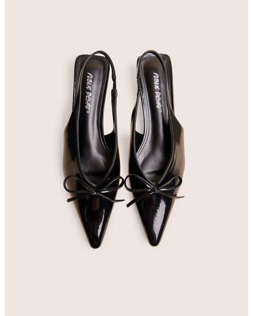Public Desire Natural Meadow Black Pu Slingback Low Court Heels