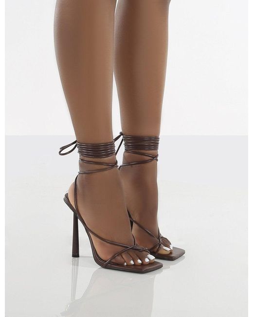 brown strap heels