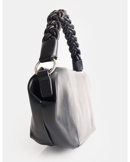 Public Desire Lillian Black Woven Strap Shoulder Bag
