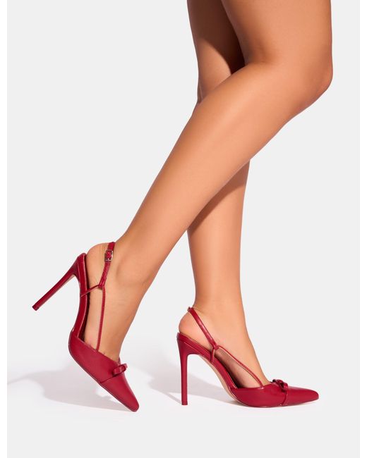 Public Desire Ginni Red Bow Detail Sling Back Court Heels
