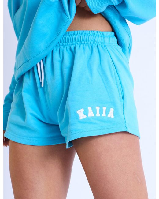 Public Desire Blue Kaiia Logo Mini Sweat Shorts Turquoise
