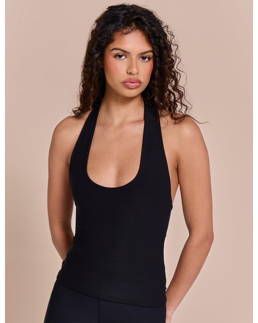Public Desire Halterneck Luxe Slinky Top Black