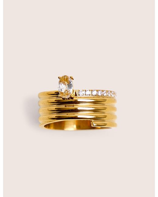 Public Desire Natural Layered Gold Ring With Diamante Detail