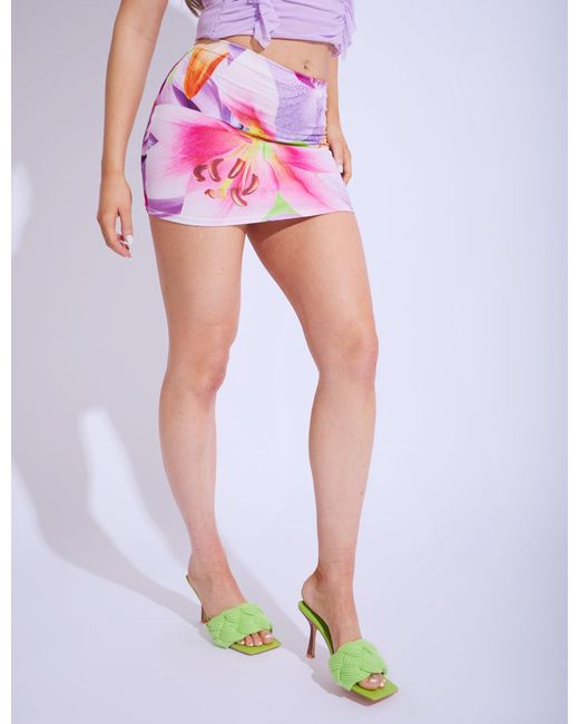 Public Desire White Printed Mini Skirt Co-ord Floral