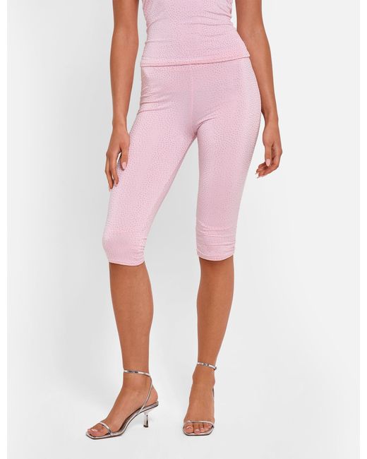 Public Desire Hotfix High Waist Luxe Slinky Capri Pants Pink