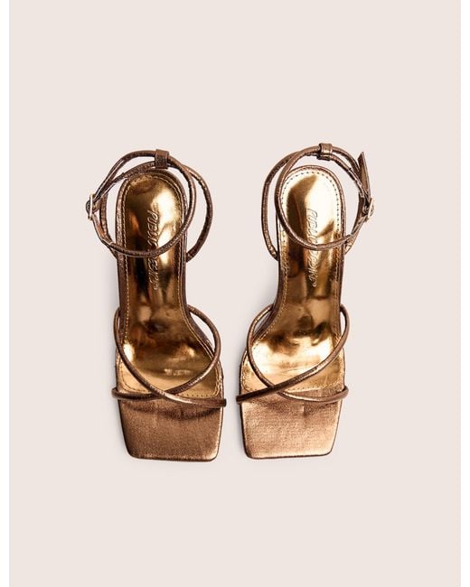 Public Desire Brown Bree Bronze Pu Barely There Square Toe Mid Stiletto Heels